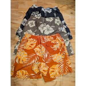 Men's OP Hawaiian Swim Trunks Size Med 32-34 Lot of 3 Blue Tan Orange & White